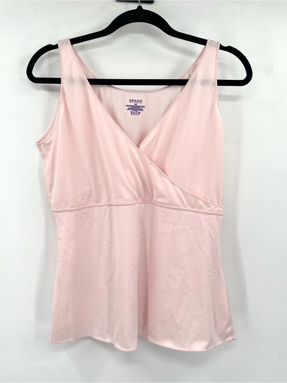 SPANX Shapewear Tank Pink Faux Wrap Crossover Top 2X Slimming Base Layer PlusSz